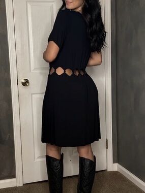 American Eagle Black Cutout Waist Short Sleeve T-Shirt Dress, Women’s Large